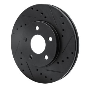 Chevrolet Malibu Brake Rotor (1) - Front Right - R1 Concepts - Drilled & Slotted - Black - `04-`08